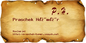 Praschek Hümér névjegykártya